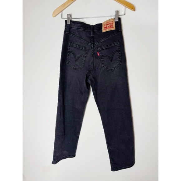 NEW Levi's RibCage Ankle Straight Jeans Black 25 NWT - Picture 3 of 6